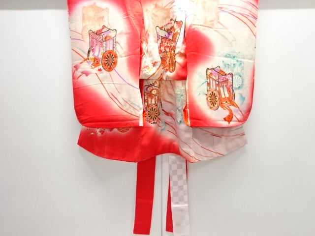 御所車模様子供着物（長襦袢・内袖付き）